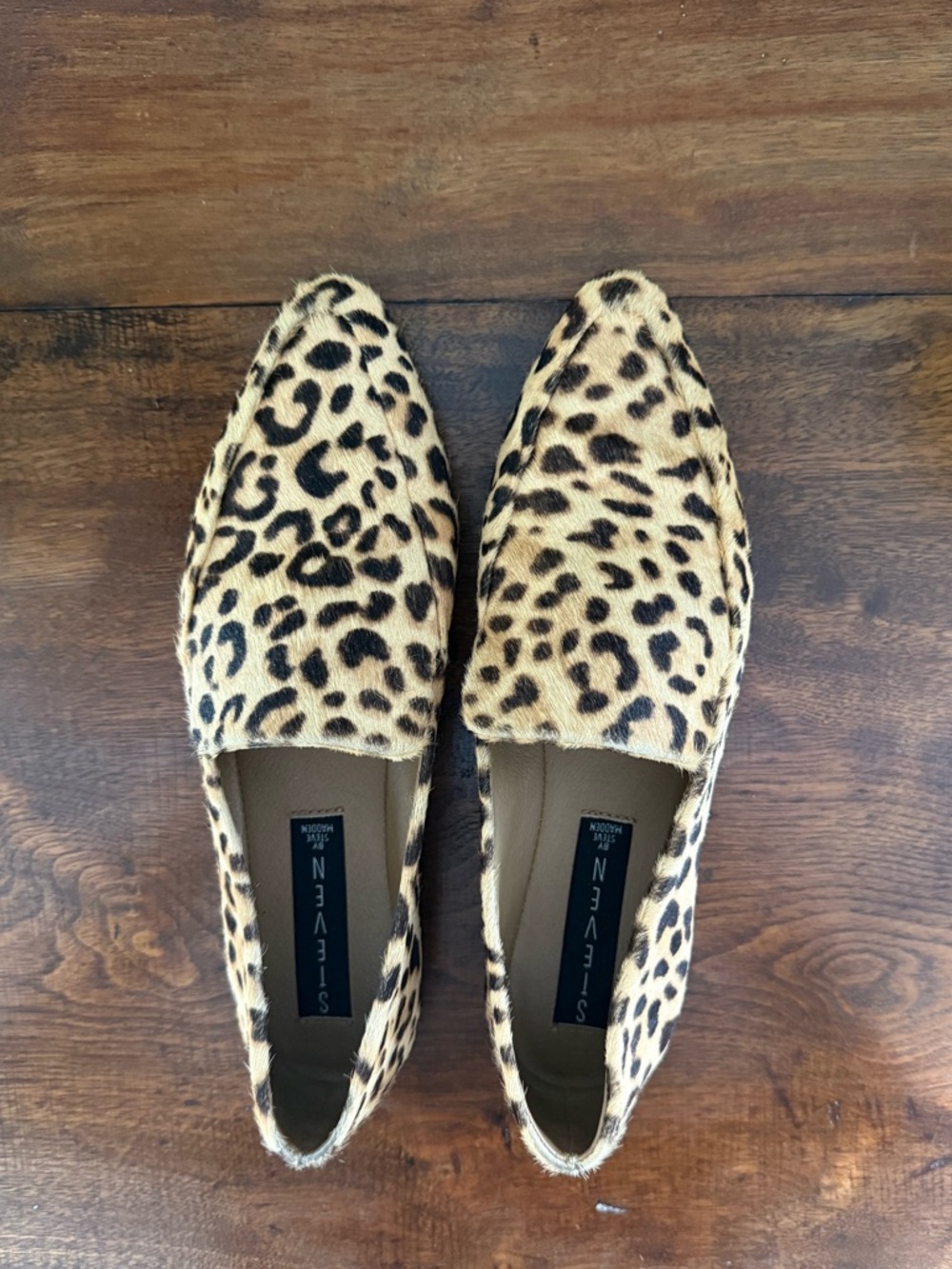 Steven by Steve Madden Leopard Print Pointed Toe Loafers - Tan/Black